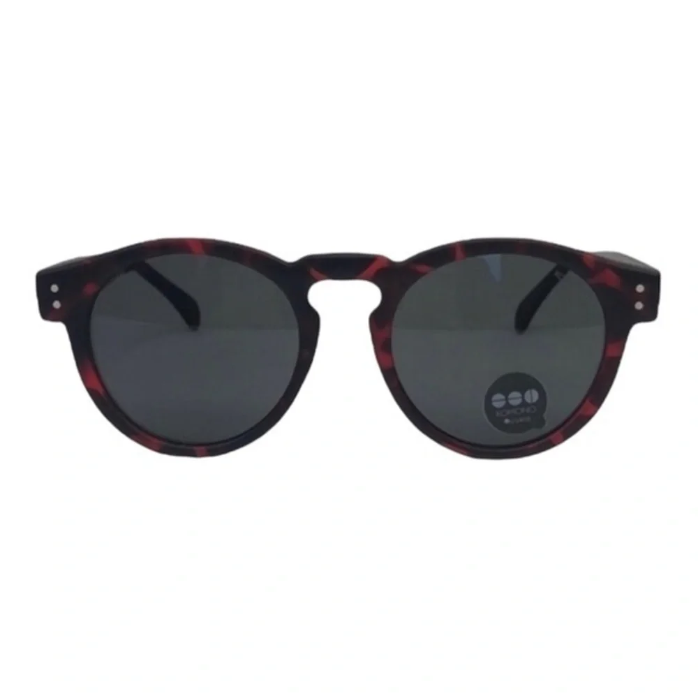 KOMONO Sunglasses Clement Metal Tortoise Silver Red/Black Round NEW